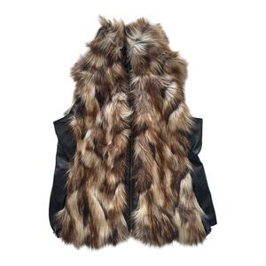 Faux Fur Vest with Leather Accents